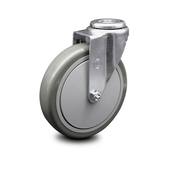 6 Inch Gray Polyurethane Wheel Swivel Bolt Hole Caster